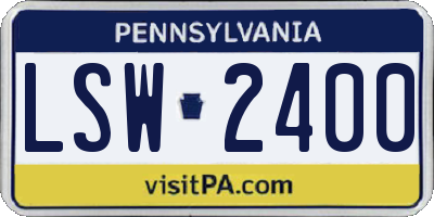 PA license plate LSW2400