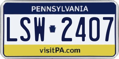 PA license plate LSW2407