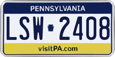 PA license plate LSW2408