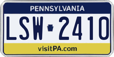 PA license plate LSW2410
