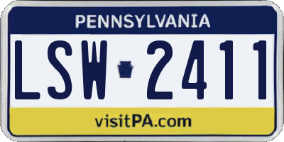 PA license plate LSW2411