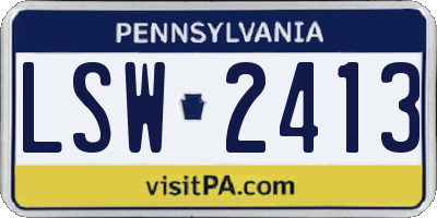 PA license plate LSW2413