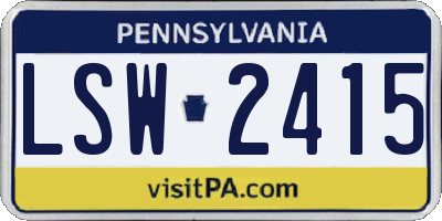 PA license plate LSW2415