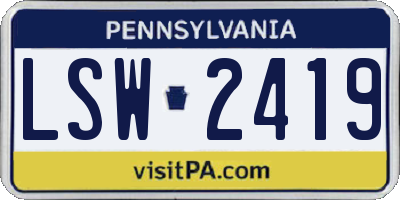PA license plate LSW2419