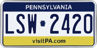 PA license plate LSW2420