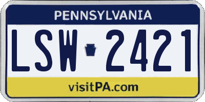 PA license plate LSW2421