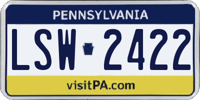 PA license plate LSW2422