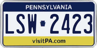 PA license plate LSW2423
