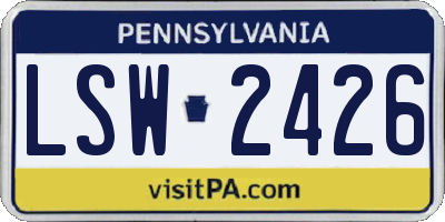 PA license plate LSW2426