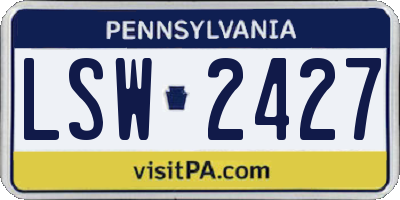 PA license plate LSW2427