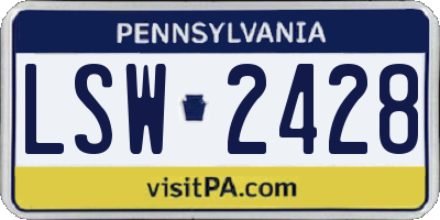 PA license plate LSW2428