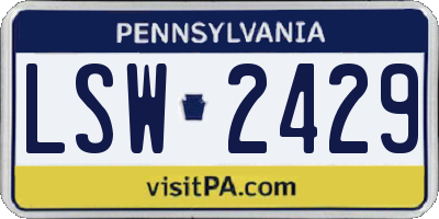 PA license plate LSW2429