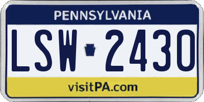 PA license plate LSW2430