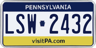PA license plate LSW2432