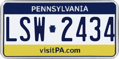 PA license plate LSW2434