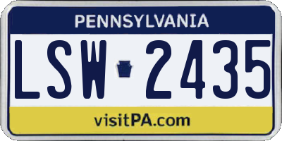 PA license plate LSW2435