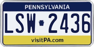 PA license plate LSW2436