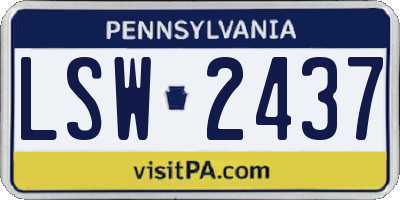 PA license plate LSW2437