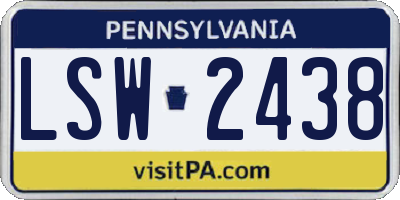 PA license plate LSW2438