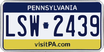 PA license plate LSW2439