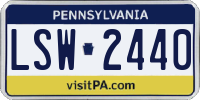 PA license plate LSW2440