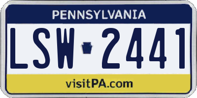 PA license plate LSW2441