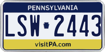 PA license plate LSW2443