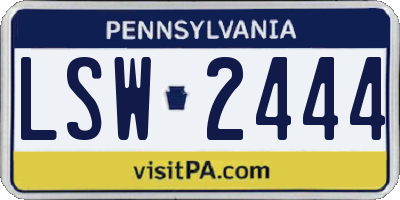 PA license plate LSW2444