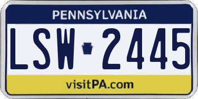 PA license plate LSW2445