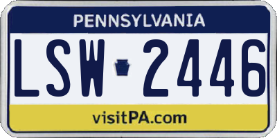 PA license plate LSW2446