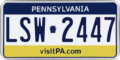 PA license plate LSW2447