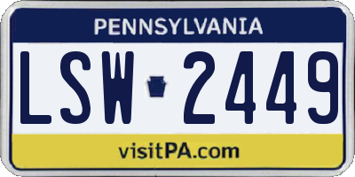 PA license plate LSW2449