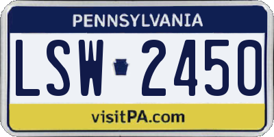 PA license plate LSW2450