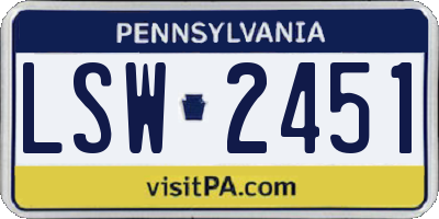 PA license plate LSW2451