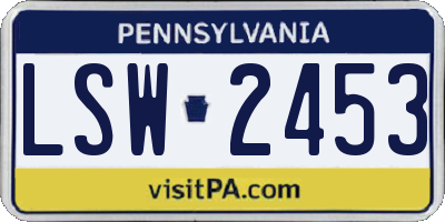 PA license plate LSW2453