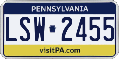 PA license plate LSW2455