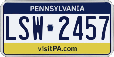 PA license plate LSW2457