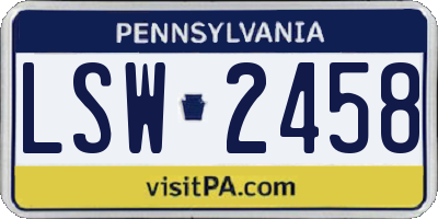PA license plate LSW2458