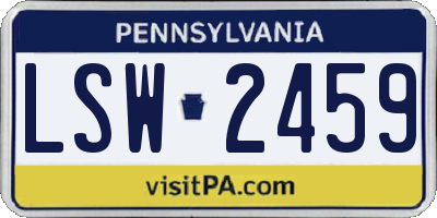 PA license plate LSW2459