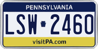 PA license plate LSW2460
