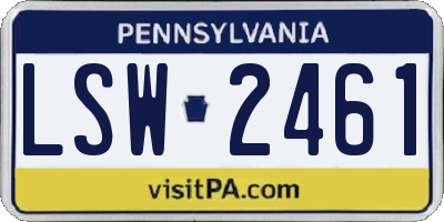 PA license plate LSW2461