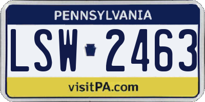 PA license plate LSW2463