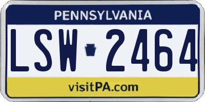 PA license plate LSW2464