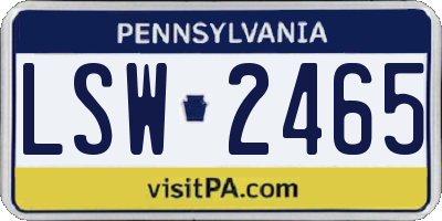PA license plate LSW2465
