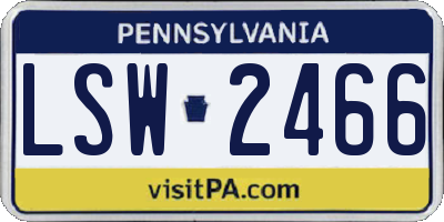 PA license plate LSW2466