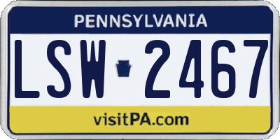 PA license plate LSW2467