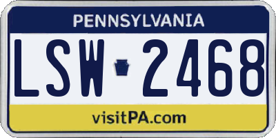 PA license plate LSW2468