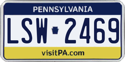 PA license plate LSW2469