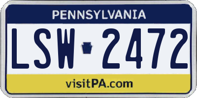 PA license plate LSW2472