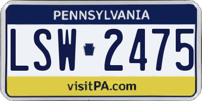 PA license plate LSW2475